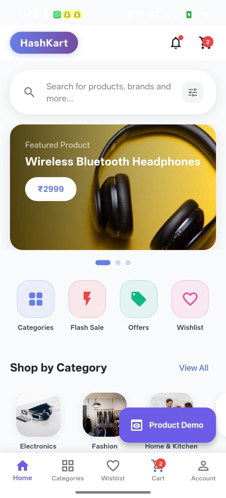 HashKart — Flutter app screenshot