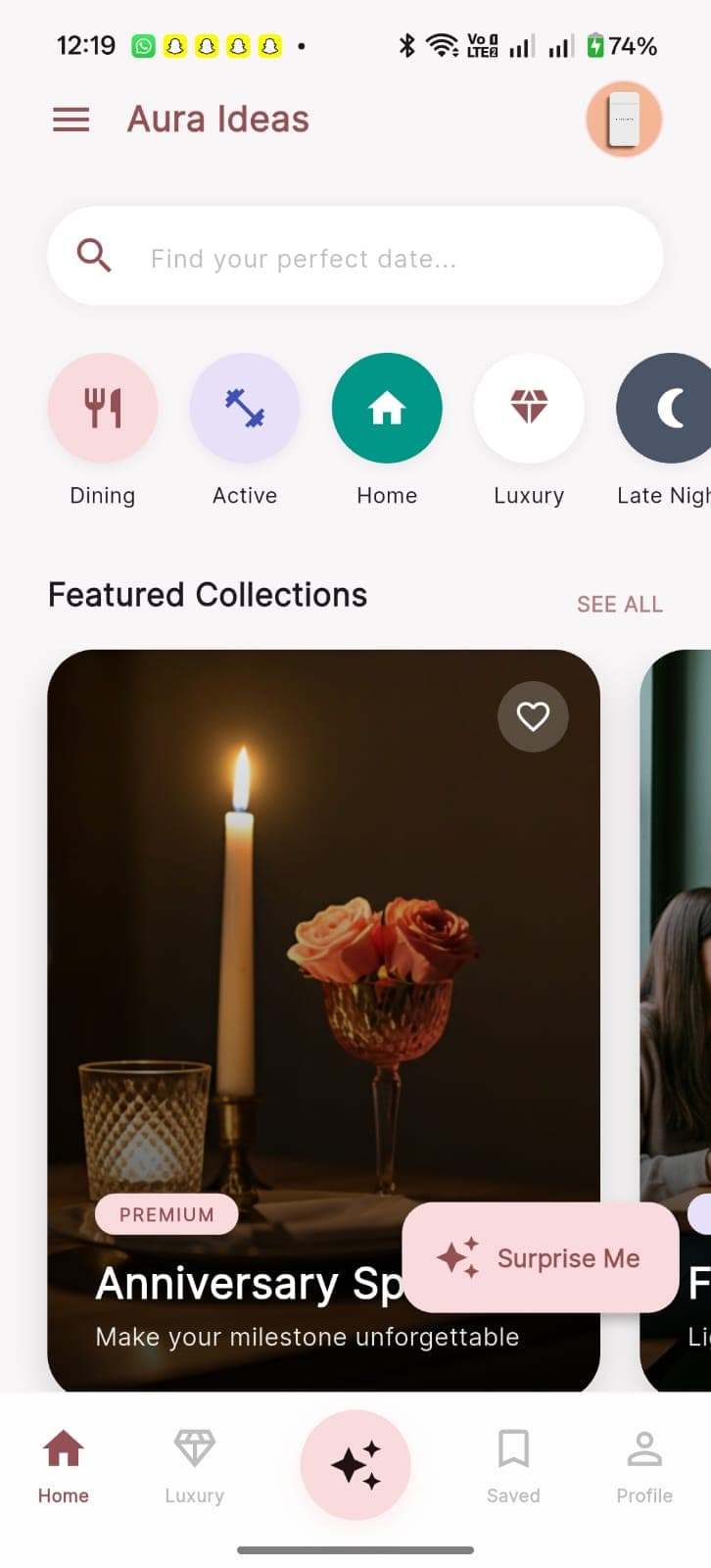 AURA — Flutter app screenshot
