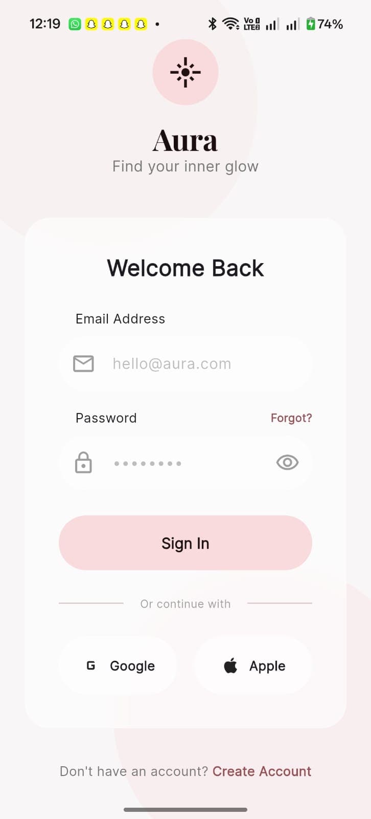 AURA Login Interface